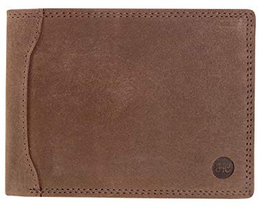 Harrys-Collection HC Herren Geldbörse Quer aus Büffel Leder RFID Schutz Vintage, Farben:braun