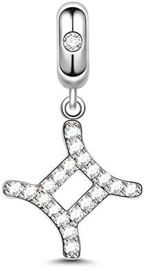 GNOCE Sternzeichen Charms Constellation Charms Anhänger Sterling Silber Sternzeichen Dangle Charms mit Zirkonia fit für Armband/Halskette Frauen Mädchen (Zwillinge)