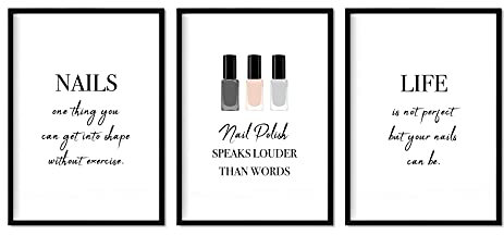 Nail Technician Wall Art Set of Three - Manicure Quotes Wall Decor – Salon Beauty Room Posters