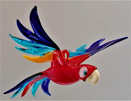 Glasvogelwelt Hängevogel Papagei (rot-gelb-hellblau-dunkelblau)