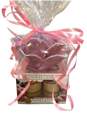 Yankee Candle Teelichthalter aus Porzellan mit 12 Sommer-Teelichtern, Frühlingsblüte