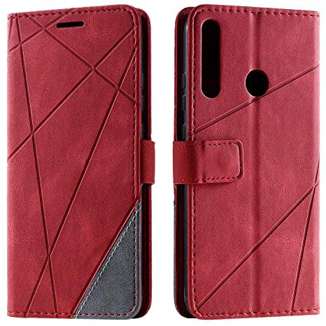 SONWO Hülle für Huawei P40 Lite E, Premium Leder PU Handyhülle Flip Case Wallet Silikon Bumper Schutzhülle Klapphülle für Huawei P40 Lite E, Rot