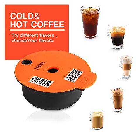 Capsules de café rechargeables en acier inoxydable compatibles avec machines Tassimo (180 ml, grandes)