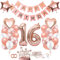 TOPHOPE Luftballon 16. Geburtstag Roségold Folienballon Luftballon Zahlen Geburtstagsdeko Mädchen 16 Jahr Riesen Folienballon Zahl 16 Ballon 16 Deko zum Geburtstag Roségold Happy Birthday