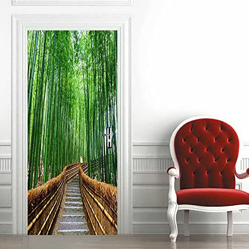 A.Monamour Türtapete Selbstklebend Türfolie Türposter 3D Grüner Bambus Wald Weg In Kyoto Japan Naturlandschaft Vinyl Folie Türdeko Tapete Wandbild Türaufkleber Türtattoo 95 x 215 cm