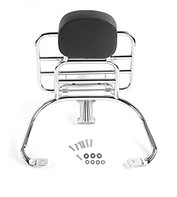 Motorrad-Gepäck-Heckträger, Silber-Heckgepäckträger-Halter Ablage mit Rückenpolster Kompatibel mit Vespa Sprint Primavera 50 125 150 250 300 GTS