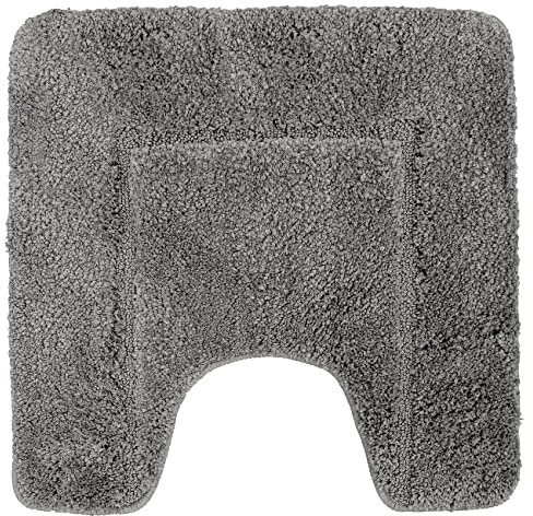 Velosso Super Soft Microfibre High Density Bath Mat Pedestal Mat Anti Slip Super Absorbent (50 x 50 cm Pedestal Mat, Silver Grey)