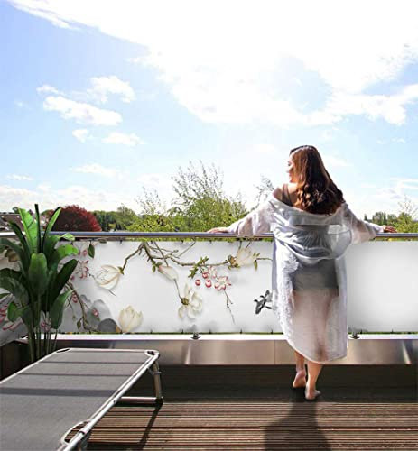 MyMaxxi Balkonbanner Sichtschutz - Japanische Küste mit Blüten - Abdeckung für Terrasse Balkon - Windschutz Sonnenschutz Blickdicht - Balkonverkleidung wetterfest -