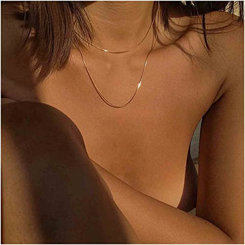 Cimenexe Bohème Geschichtet Schlange Kette Halskette Schlange Knochen Halskette Choker Flach Schlange Kragen Choker Halskette Gold Dünne Halskette Schmuck Für Frauen Und Mädchen