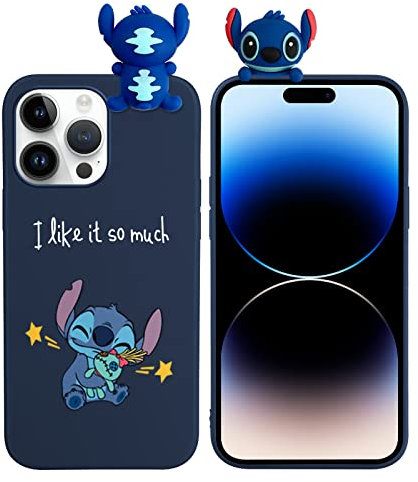 Omyzo Handyhülle Kompatibelmit iPhone 14 Pro Max Hülle 6,7,Stitch Muster 3D Puppe Karikatur Süßes Charakter Design,Weich TPU Silikon Fallschutz Stoßfest Schutzhülle für iPhone 14 Pro Max