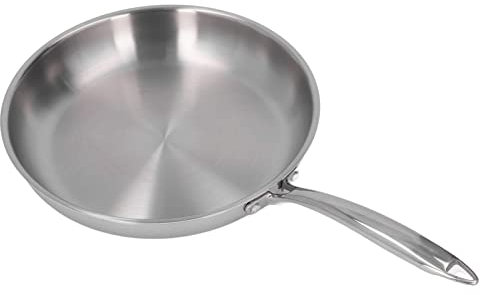 TOPINCN Frying Pan, Thickened Uncoated 3 Layers 304 Stainless Steel Uncoated Omelette Cooking Skillet, Kitchen Breakfast Egg Frying Pot (28cm)
