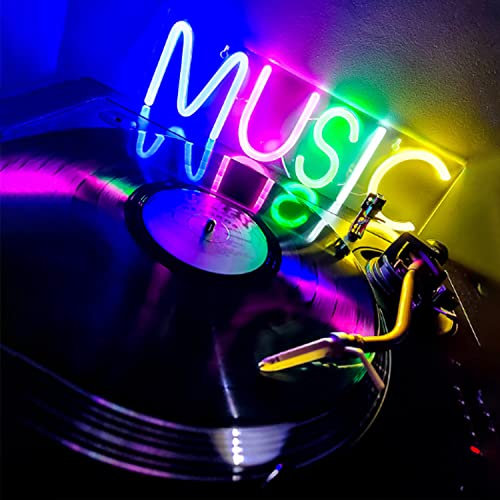 Music Enseigne Lumineuses Néon, Music Lettres LED Néon Signe Alimenté par USB Pour la Décoration Murale, Maison Chambre, Studio de Musique, Salle De Jeux, Bar, Club Décoration et Cadeau de Festival