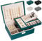 LUZOON Joyeros Mujer Organizador, 2 Capas Caja de Joyería Organizador Joyas Cuero PU, Grande Caja Joyero Niña para Anillos, Pendientes, Collares, con Cerradura (Verde)