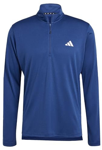 adidas Men's Train Essentials Training 1/4-Zip Long Sleeve Tee, dark blue, M