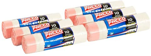 EFFENNE group - 60 grands sacs poubelles transparents 70x110 cm avec poignées pour le ramassage des déchets à l'intérieur - Sacs poubelles en plastique.