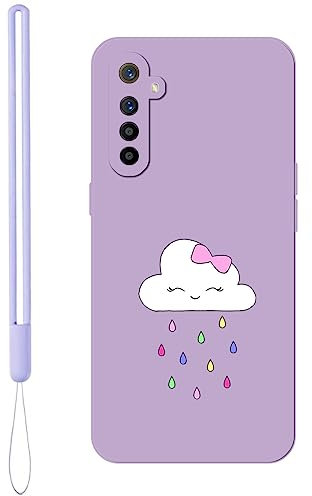 KARTXITAI Funda Case Compatible con OPPO Realme XT/Realme X2/K5 Carcasa con Protección de Cámara,Suave TPU Dibujos Aesthetic,Mate Cubierta Movil Nubes,Arco Iris,Lluvia,Lazos Protector Cover-Morado