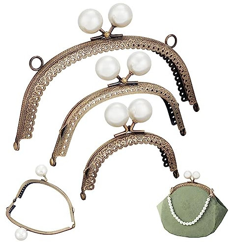 PandaHall 3 Größen Geldbörsenrahmen aus Metall, Taschen Kiss Verschluss Schloss Bogen Taschen Verschluss Perlen Geldbörse Kuss Verschluss Geldbörsenrahmen für Taschenherstellung Clutch Nähen Basteln