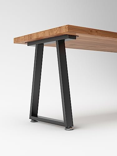 Metall-Tischbeine, 71,1 cm Höhe x 61 cm Breite, mit verstellbaren Schutzfüßen, industrieller und rustikaler Stil, robuste Metall-Möbelbeine für Schreibtisch/Tisch, (Bär bis zu 362,9 kg), Schwarz,