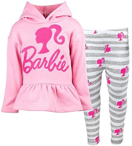 Barbie Ensemble sweat à capuche et leggings en polaire pour fille, Rose, 6