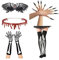 QRONCES Tropfendes Blut Choker Klaue Brille Halskette Totenkopf Handschuh Halloween Dämonen Cosplay Zubehör Faschingskostüm Halloween Party Dämonen Kostüme