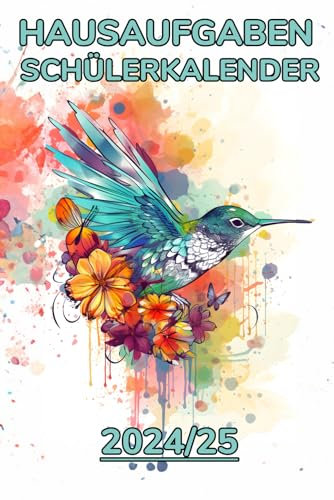 Hausaufgaben Schülerkalender: Kolibri Cover für Schüler mit Datum Notizen | Schülerplaner | To Do Listen | Stundenplan | Hausaufgabenheft |