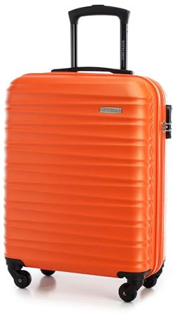 WITTCHEN Valigia da Cabina Trolley Bagaglio a Mano a rotelle piccola Trolley guscio duro ABS 4 ruote spinner Serratura a combinazione Maniglia telescopica Groove Line arancione Ryanair/ITA Airways