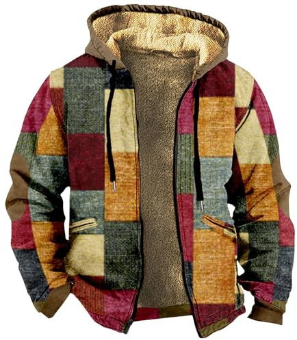 KONG JIMFAN Herren Jacke,Dicke Kapuzensweatshirt Wintermantel Warme Winterjacke Herren Reissverschluss Übergangsjacke Wih Pocket Jacket Printing Sweatjacke Mit Kapuzen Winddicht Motorradjacke Herren