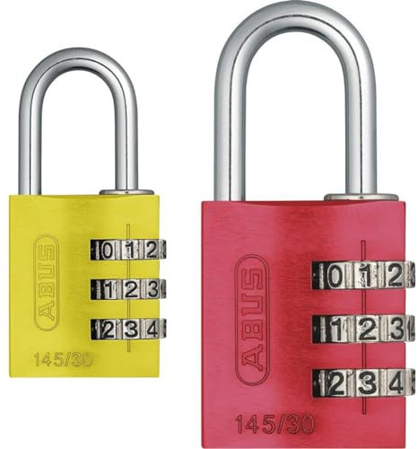 ABUS Cadenas codée en aluminium jaune 145 30 & H10 46615 Cadenas à combinaison en aluminium Universel 145/30 Rouge