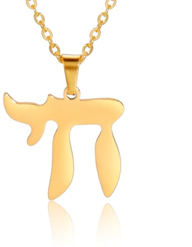 TEAMER Edelstahl Chai Symbol Halskette Davidstern Anhänger Hebräischer Segen Jüdisches Amulett Schmuck Für Frauen Männer