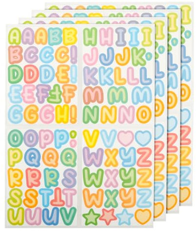 Tabanzhe Letter Stickers - 360 PCS Small Self-Adhesive Colored Alphabet Stickers for DIY Crafts, Scrapbooking, Greeting Cards, and Water Bottles - Vinyl Alphabet Decals