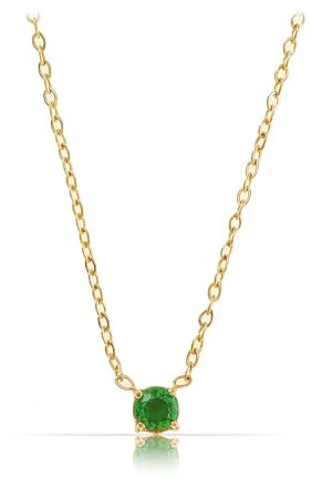 Made by Nami Edelstein Kette Gold Damen 40 + 5 cm Wasserfest Geschenk für Sie (Grün)