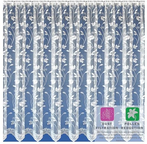 Maple Textiles Meadow Leaves Patterned Design Net Curtain Sold Per Metre Cut to Width for Windows Patio Doors Caravans (40(101cm) Drop)