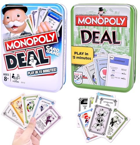 IOSCDH 2 Stück Monopol-y Brettspiele, Monopol-y Deal Kartenspiel, Schnelles Unterhaltsames Spiel, Reisespiel für Familien und Kinder ab 7 Jahren
