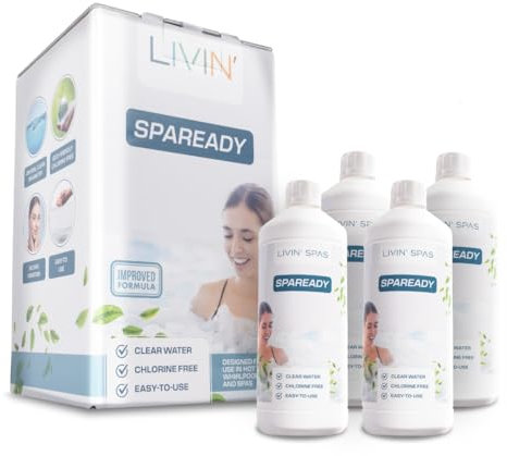 LIVIN Wasserreiniger - 1L* 4 Zuverlässige Wasserpflege und Reinigung für Whirlpools- Badewannen Whirlpool- Reinigungsset & Spa Wasserreiniger