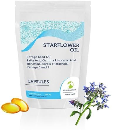 STARFLOWER Borage Seed Oil Softgel GLA 60 Capsules Capsules - 1000mg Gamma-Linolenic Acid - Enhanced Formula for Optimal Your Health. UK
