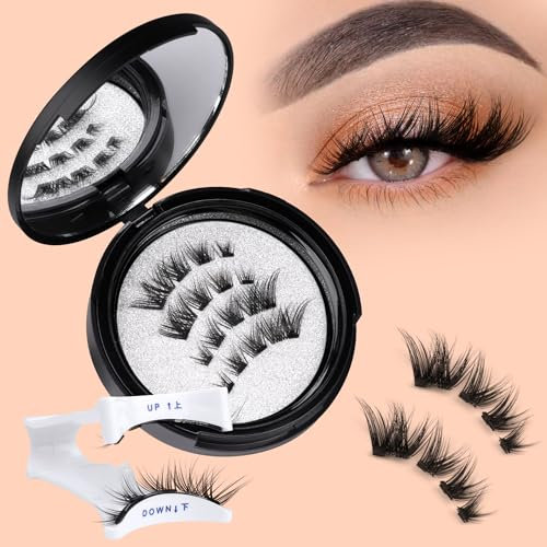 wiwoseo Magnetic Eyelashes Natural Look No Glue Lashes Manga Wispy Magnetic Lashes without Eyeliner Reuseable Waterproof Clear Band Lashes Natural Lash Extensions Magnetic Eyelashes 1 Pair
