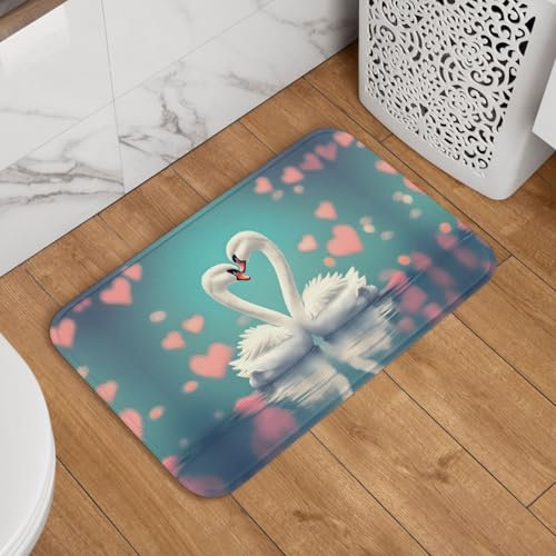 Phayah The Swan In Love Kristall-Samt-Randmatte, 40 x 60 cm, Eingangstürmatte für Badezimmer, Badezimmer usw.