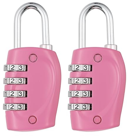 PATIKIL 2 Stück Kombinations-Schloss Outdoor-Vorhängeschloss Pink | Spind-Schloss, 4-stelliges, Wasserdichtes, für Gepäckkoffer Spind Zaun Aktenschränke Werkzeugkasten Tor