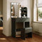 ELEGANT Black Dressing Table with Hollywood LED Lights Mirror, Vanity Table with 1 Large Drawer & 2 Shelves, Large Storage Makeup Table for Women Girls Bedroom, Stool included