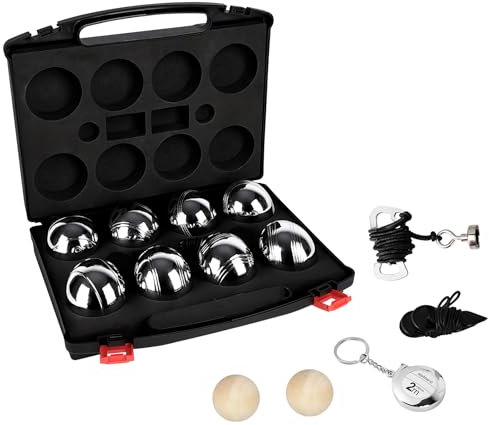 Gravurmaster Boule Kugeln,Boccia Kugeln Set mit Gravur,Personalisierte Petanque-Kugeln Set mit Wunschtext & Logo durch Lasergravur,73mm/ 720g pro Kugel,8er Boules/Petanque Set für 4 Spieler,SerieB