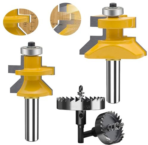 MAYLINE 1/2 Inch Shank Router Bits Sets, Tongue Groove Rail Stile Woodwork Milling Groving Cutter Router Bit Set, Wood Miter Cabinet CNC Cutting Tool for Door Table Shelves(1/2-YT)