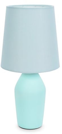 ValueLights | Duck Egg Blue Ceramic Base Table Lamp with Tapered Fabric Lampshade Bedroom Bedside Light - LED Bulb Included | Table Lamps & Home Improvements Essential