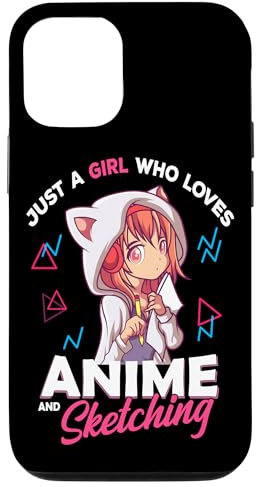 Just A Girl Who Loves Anime and Sketching Otaku Anime Merch Case for iPhone 12/12 Pro
