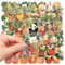 50 pcs Animal Potted Plant Stickers, Cute Cartoon Decals, Waterproof PET, Self-Adhesive, DIY Scrapbooking, Phone Case, Computer, iPad, Helmet Decor, Sparkle, Transparent peelable Background
