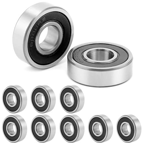 QWORK® 10 Stück 6000-2R Kugellager, 10x26x8mm, Kugellager doppelt abgedichtet, für Getrieben, Motoren, 3D-Drucker
