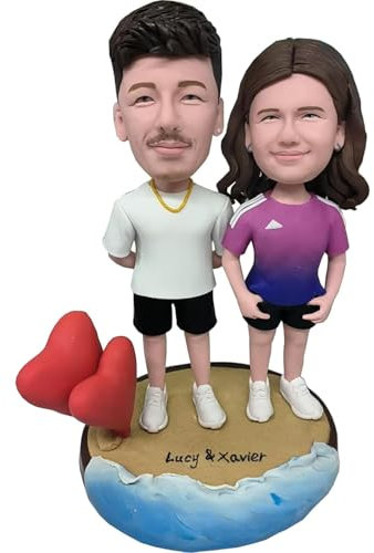 Helgee Wackelkopf-Figur für Paare, personalisierbar, einzigartig, handgefertigt, Wackelkopf-Figur, personalisierbar, komplett, Actionfigur basierend auf Ihrem Foto