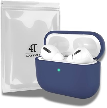 Silikonhülle für AirPods Pro, Schutz- und Hauthülle für APS Pro, Front-LED sichtbar, kabelloses Laden kompatibel mit APS Pro (Dunkelblau, AirPods Pro 1 ohne Cliphaken)