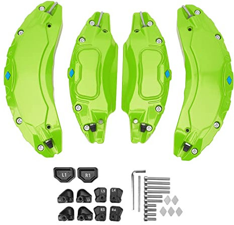 4PCS Car Caliper Cover, Front and Rear Car Caliper Cover, Aluminium Alloy Disc Brake Caliper Guard Replacement For 18in 19 in Wheels Hub (Green)