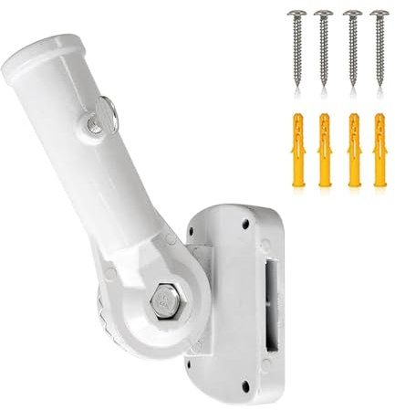mizikuu Fahnenhalter Verstellbar, Fahnenmasthalter aus Aluminium Innendurchmesser 2,5CM Wandmontage Fahnenmasthalterung Flag Pole Holder Fahnenmasten Zubehör für Haus Garten Balkon, Weiß