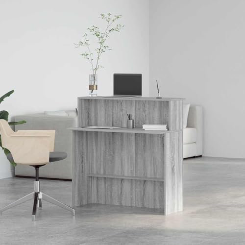 Empfangstheke Grau Sonoma 100x50x103,5 cm Holzwerkstoff Office Desk Gaming Schreibtisch Pc Tisch Klein Kleiner Schreibtisch für Wohnbereich Küche Schlafzimmer Arbeitszimmer